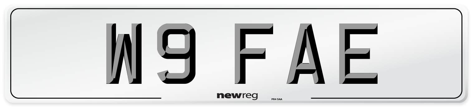 W9 FAE Number Plate from New Reg